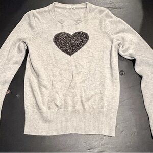 Gray Heart Sweater  Gap Heart Intarsia Crewneck Pullover Sweater